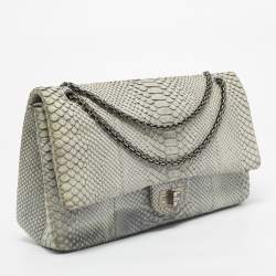 Pre Owned Chanel Grey Python Reissue 2.55 Classic 228 Flap Bag