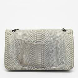Pre Owned Chanel Grey Python Reissue 2.55 Classic 228 Flap Bag