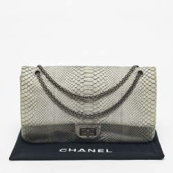 Pre Owned Chanel Grey Python Reissue 2.55 Classic 228 Flap Bag