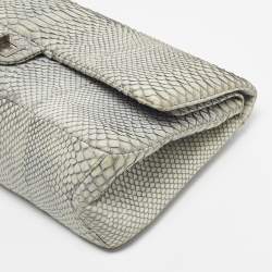 Pre Owned Chanel Grey Python Reissue 2.55 Classic 228 Flap Bag