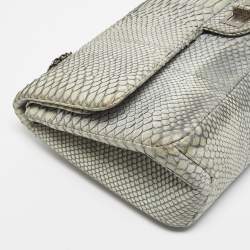 Pre Owned Chanel Grey Python Reissue 2.55 Classic 228 Flap Bag
