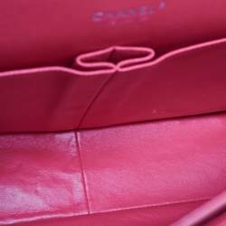 Pre Owned Chanel Orange Patent Leather Maxi Classic Double Flap Bag