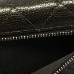 Pre Owned Chanel Olive Green Quilted Caviar Leather Classic Trifold Wallet