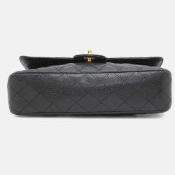 مملوكة مسبقًا Chanel Classic Double Flap Medium Black Caviar Leather Chain Shoulder Bag