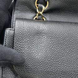 مملوكة مسبقًا Chanel Classic Double Flap Medium Black Caviar Leather Chain Shoulder Bag