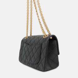 Pre Owned Chanel 2.55 Mini Black Aged Calf Leather Chain Shoulder Bag