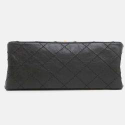 Pre Owned Chanel 2.55 Mini Black Aged Calf Leather Chain Shoulder Bag