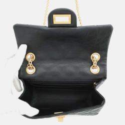 Pre Owned Chanel 2.55 Mini Black Aged Calf Leather Chain Shoulder Bag