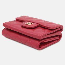 Pre Owned Chanel Matelasse Classic Small Caviar Leather Flap Wallet