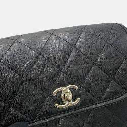 Pre Owned Chanel Matelasse Small Black Caviar Leather Messenger Bag