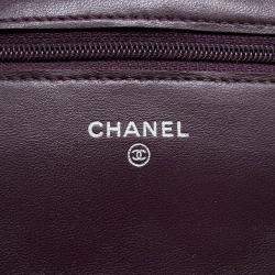Pre Owned Chanel Matelasse Purple Lambskin Wallet On Chain