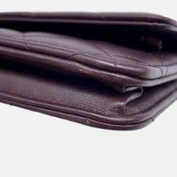 Pre Owned Chanel Matelasse Purple Lambskin Wallet On Chain