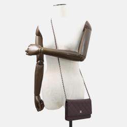 Pre Owned Chanel Matelasse Purple Lambskin Wallet On Chain