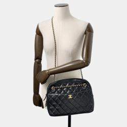Pre Owned Chanel Matelasse Camera Case Black Lambskin Chain Shoulder Bag