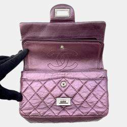 Pre Owned Chanel 2.55 Mini Metallic Pink Lambskin Chain Shoulder Bag