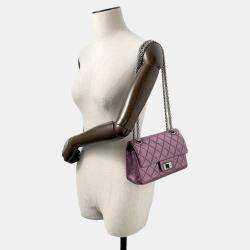 Pre Owned Chanel 2.55 Mini Metallic Pink Lambskin Chain Shoulder Bag