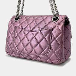 Pre Owned Chanel 2.55 Mini Metallic Pink Lambskin Chain Shoulder Bag