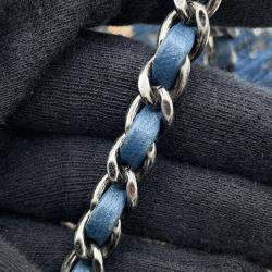 Pre Owned Chanel Coco Cuba Navy Silver Sequins Leather Chain Shoulder Bag