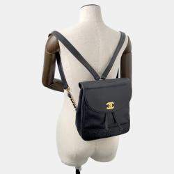 مملوكة مسبقًا Chanel Triple Coco Black Caviar Leather Chain Backpack