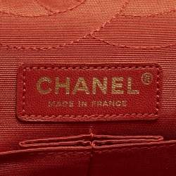 Pre Owned Chanel Orange Quilted Jersey Classic 225 Reissue 2.55 Flap Bag