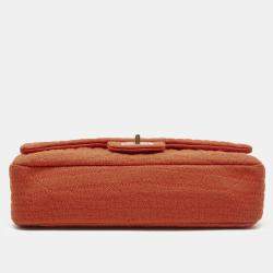 Pre Owned Chanel Orange Quilted Jersey Classic 225 Reissue 2.55 Flap Bag
