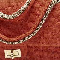 Pre Owned Chanel Orange Quilted Jersey Classic 225 Reissue 2.55 Flap Bag