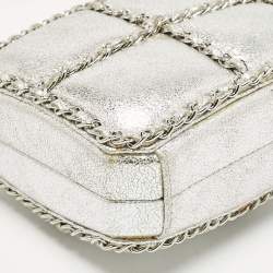 Pre Owned Chanel Silver Leather Chain Me Box Chain Clutch