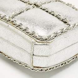 Pre Owned Chanel Silver Leather Chain Me Box Chain Clutch