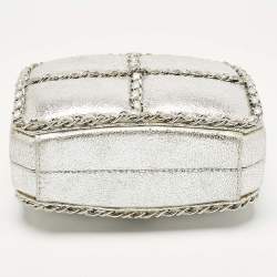 Pre Owned Chanel Silver Leather Chain Me Box Chain Clutch
