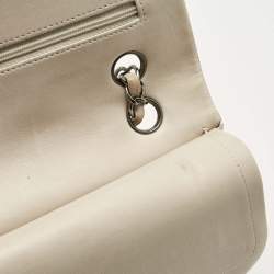 Pre Owned Chanel Beige Quilted Leather Medium Classic Double Flap Bag
