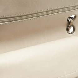 Pre Owned Chanel Beige Quilted Leather Medium Classic Double Flap Bag