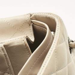 Pre Owned Chanel Beige Quilted Leather Medium Classic Double Flap Bag