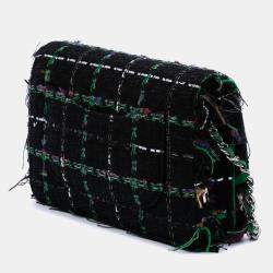 مملوكة مسبقًا Chanel Black Quilted Boucle Tweed Robot Charm Wallet On Chain