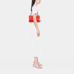 Pre Owned Chanel Red Medium Classic Velvet Double Flap