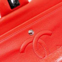 Pre Owned Chanel Red Medium Classic Velvet Double Flap