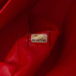 Pre Owned Chanel Red Medium Classic Velvet Double Flap
