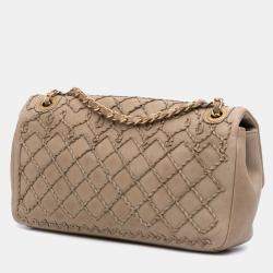 Pre Owned Chanel Brown Calfskin Stitched Motif Flap