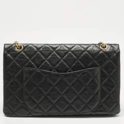 Pre Owned Chanel Black Quilted Aged Leather Classic 227 Reissue 2.55 Flap Bag