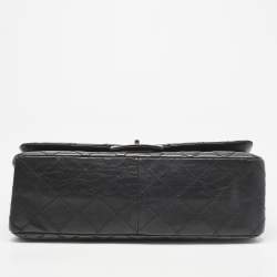 Pre Owned Chanel Black Quilted Aged Leather Classic 227 Reissue 2.55 Flap Bag