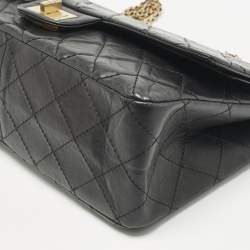 Pre Owned Chanel Black Quilted Aged Leather Classic 227 Reissue 2.55 Flap Bag