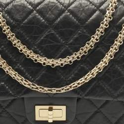 Pre Owned Chanel Black Quilted Aged Leather Classic 227 Reissue 2.55 Flap Bag