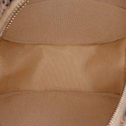 Pre Owned Chanel Brown CC Quilted Tweed and Shearling Round Clutch With Chain