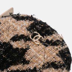 Pre Owned Chanel Brown CC Quilted Tweed and Shearling Round Clutch With Chain