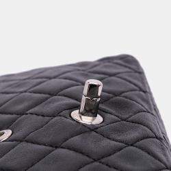 Pre Owned Chanel Black Medium Classic Washed Lambskin Bijoux Chain Double Flap