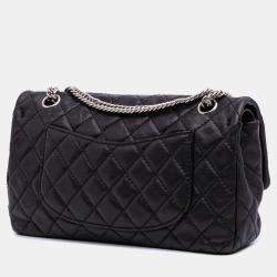 Pre Owned Chanel Black Medium Classic Washed Lambskin Bijoux Chain Double Flap