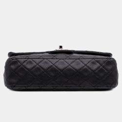 Pre Owned Chanel Black Medium Classic Washed Lambskin Bijoux Chain Double Flap