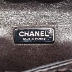 Pre Owned Chanel Dark Brown Python Medium Classic Double Flap Bag