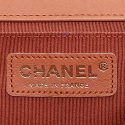 Pre Owned Chanel Orange Quilted Leather Medium Classic Boy Flap Bag