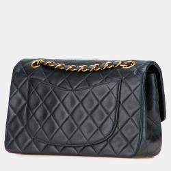 Pre Owned Chanel Black Small Classic Lambskin Double Flap