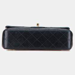 Pre Owned Chanel Black Small Classic Lambskin Double Flap
